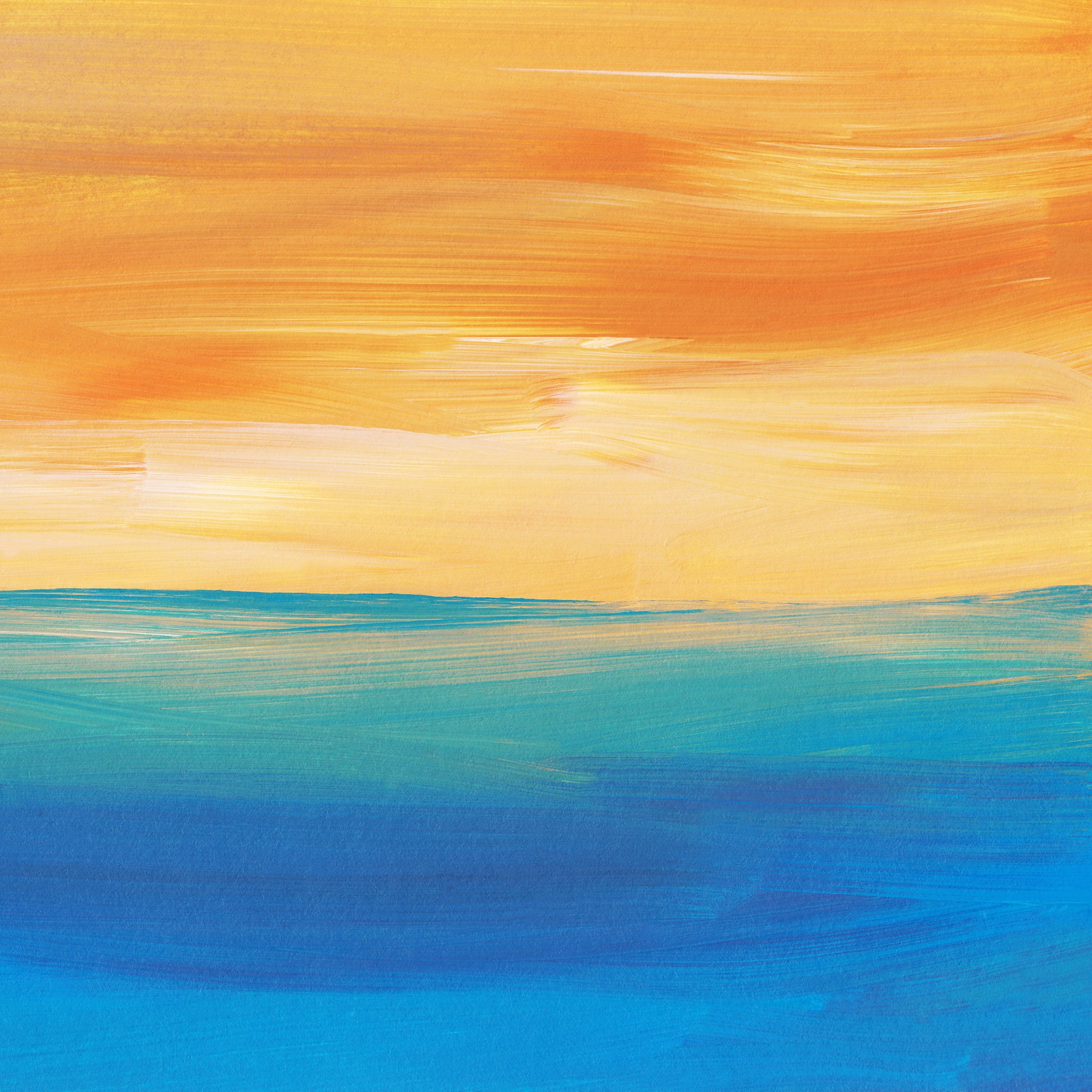 Sea with golden sky painting