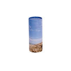 A medium scatter tube with a beach design