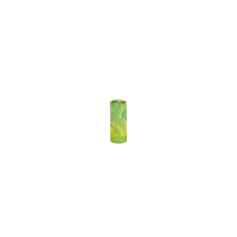 Keepsake scatter tube with a green shaded leaf design – biodegradable ashes container
