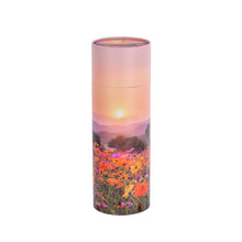 A large scatter tube with a meadow painting design