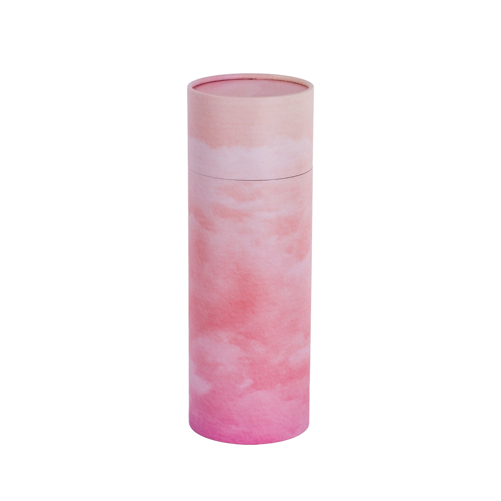 A large scatter tube with a pink skies painting design