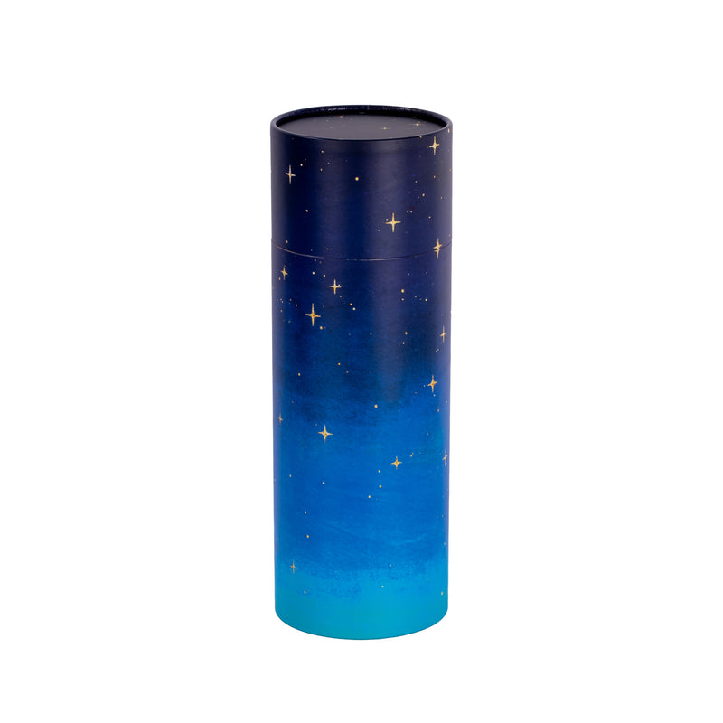 A large scatter tube with a starry night painting design