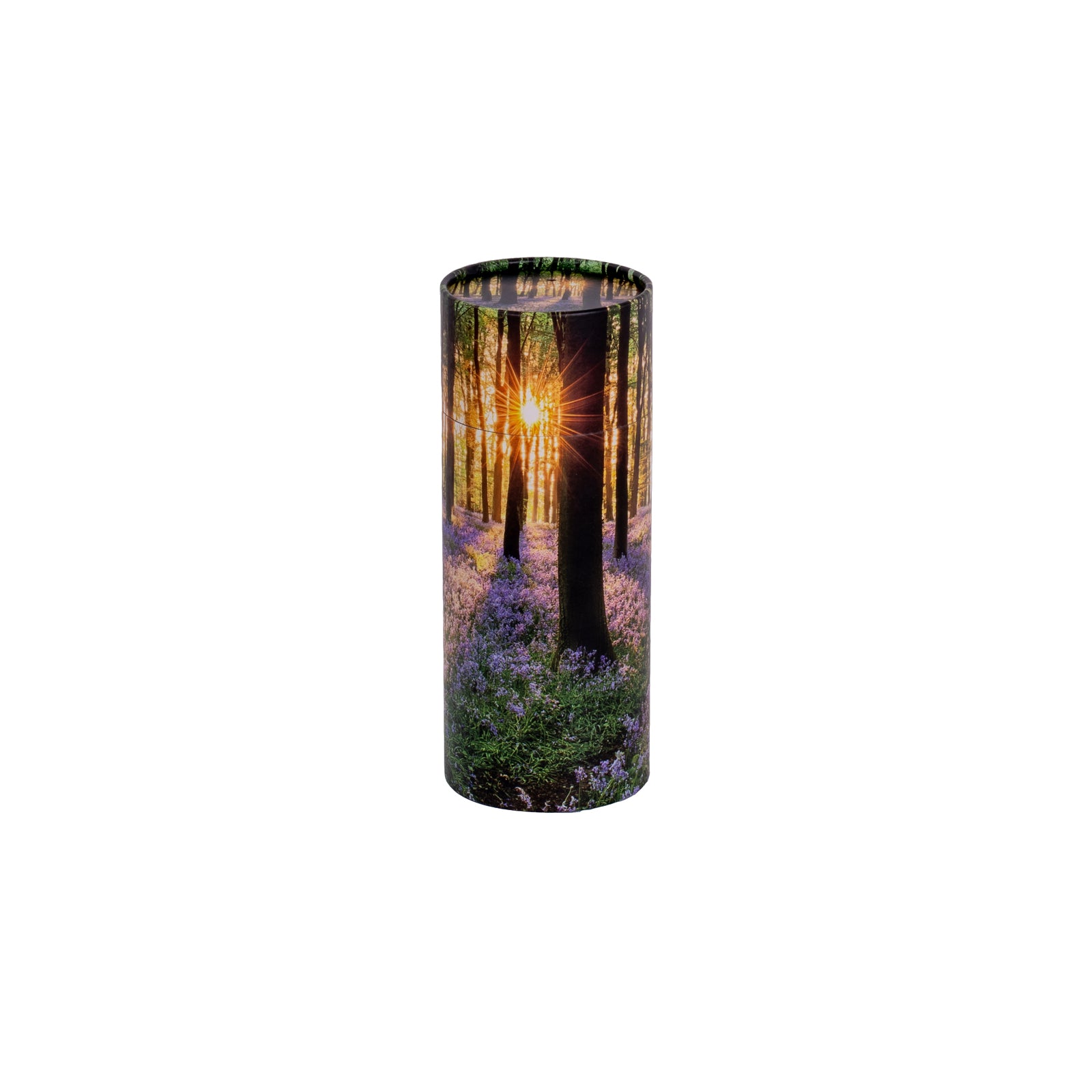 A medium scatter tube with a woodland design